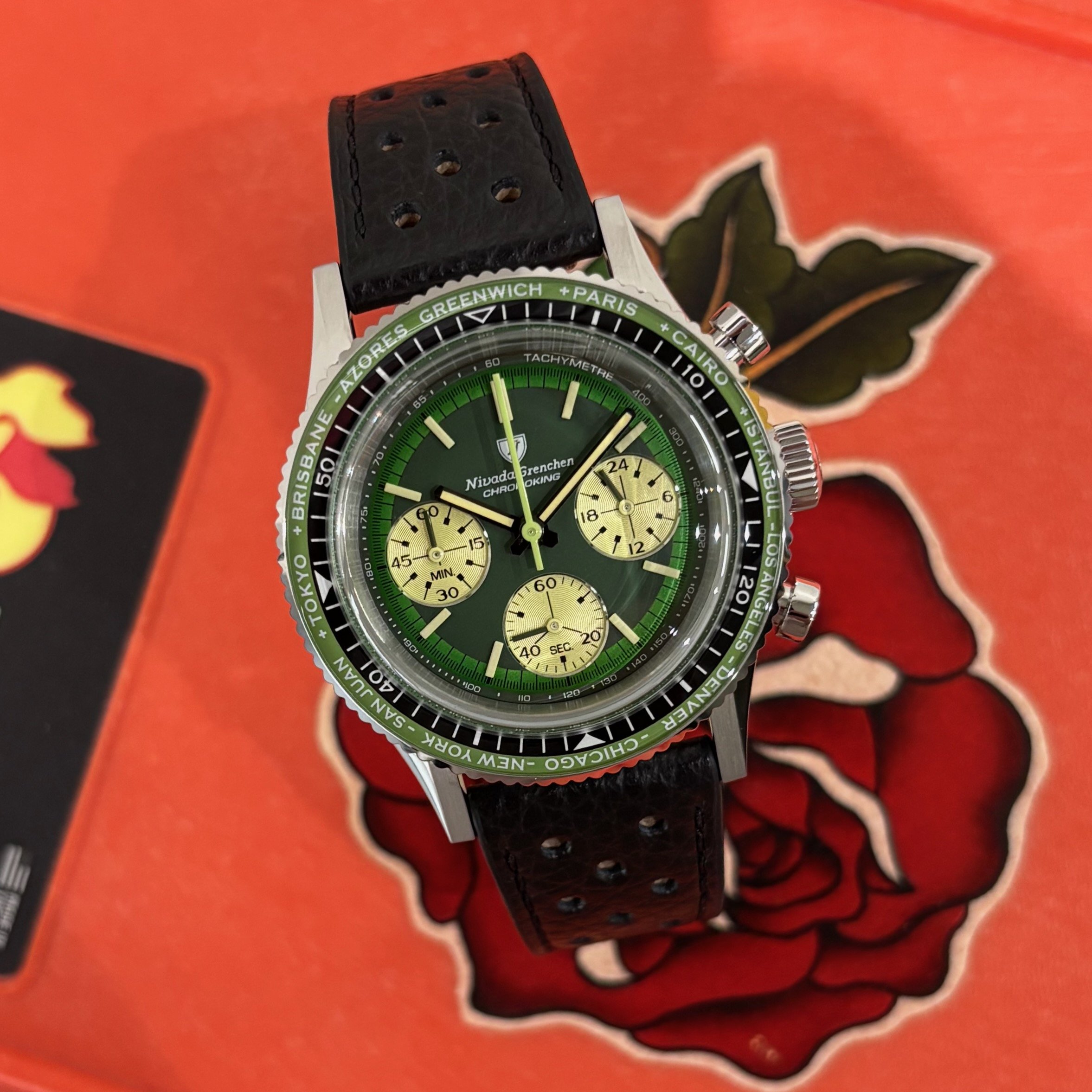Nivada Grenchen Chronoking Mecaquartz Racing Green